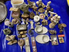 Mixed Lot: Various assorted small porcelain figures, vases, cups and saucers etc