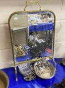 Mixed Lot: Brass framed mirrored fire screen together with various silver plated items