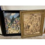 20th Century needlework picture, classical scene and a further tapestry picture (2)