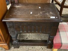 Small oak flip top stool, 50cm wide