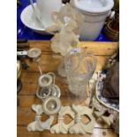 Mixed Lot: Resin figurine silver plated candelabra etc