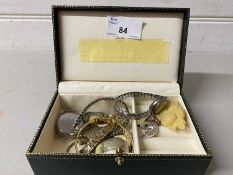 Case of various assorted wrist watches and costume jewellery