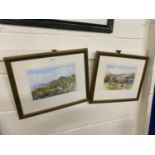 Tom Hasland, two coloured prints, rural scenes
