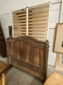 19th Century French walnut bed frame with later centre section, 130cm wide