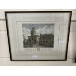 19th Century coloured engraving Merchant Adventurers of Newcastle Upon Tyne, framed and glazed