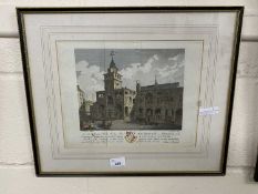 19th Century coloured engraving Merchant Adventurers of Newcastle Upon Tyne, framed and glazed