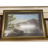 Norman Pellew - Norwich of Old - - acrylic - framed 76 cm wide