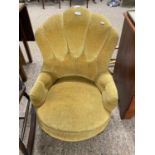 Victorian yellow upholstered button back armchair