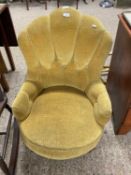 Victorian yellow upholstered button back armchair