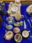 Mixed Lot: Various dressing table containers formed as crinoline ladies, a continental porcelain tea
