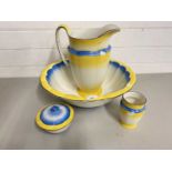 Burleigh ware wash stand set with yellow and blue finish