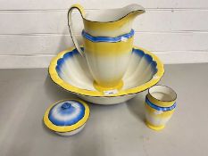 Burleigh ware wash stand set with yellow and blue finish