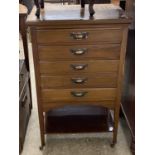 Edwardian mahogany five drawer music cabinet