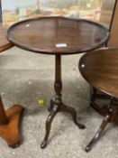 Reproduction mahogany tripod table on turned column