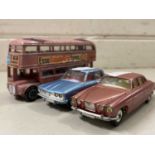 Mixed lot comprising a Dinky Route Master bus together with a Corgi Rover 2000 and a Corgi Jaguar Mk