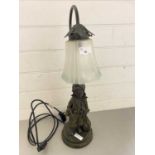 Bronze effect table lamp with figural base