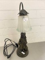 Bronze effect table lamp with figural base