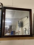 Small oak framed bevelled wall mirror