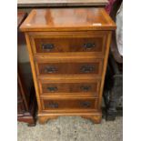 Small yew wood veneered four drawer chest, 45cm wide
