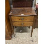 Small Edwardian mahogany two drawer bedside cabinet