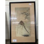 Japanese school study of a pair of pheasants, watercolour, framed and glazed