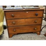19th Century stained pine three drawer chest