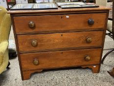 19th Century stained pine three drawer chest