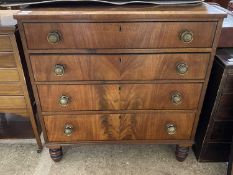 19th Century mahogany four drawer chest with brass knob handles, 88cm wide