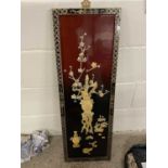 Modern Chinese lacquered panel with applied decoration