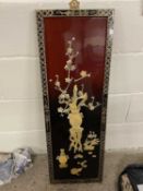 Modern Chinese lacquered panel with applied decoration