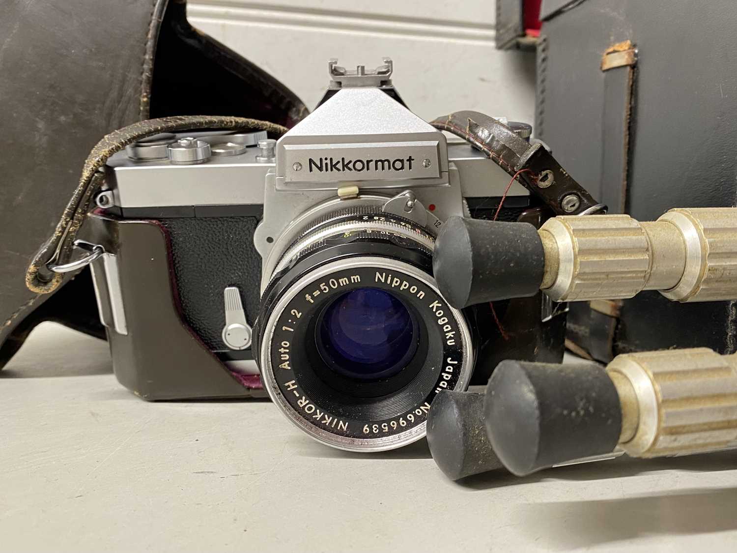 Nikkormat SLR camera together with case, tripod and various accessories inc soligor telephoto - Image 2 of 2