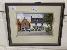 George Sear study of a street scene, watercolour, framed and glazed