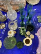 Mixed Lot: Mary Gregory style glass vases, various drinking glasses, decanter, apple shaped