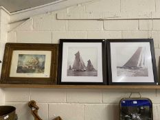 Beken photographic yachting print 'Vanity' 1909 and 'Britannia' 1931 together with a further