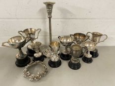Mixed Lot: Small silver plated trophy cups and other items