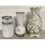 A Denby Romance vase together with a modern Spanish vase and a further jug (3)