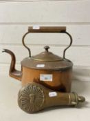 Vintage copper kettle and a copper shot flask