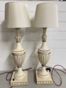 Pair of white painted table lamps