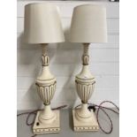 Pair of white painted table lamps