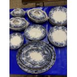 Quantity of Chatsworth blue and white pattern dinner wares