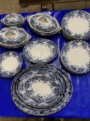 Quantity of Chatsworth blue and white pattern dinner wares