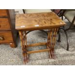 Nest of three modern bur wood veneered tables