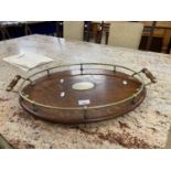 Oval oak galleried serving tray