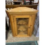 Modern pine glazed corner cabinet