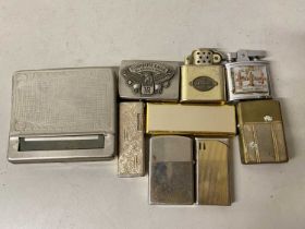 Box of various assorted cigarette lights and other items
