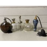 Collection of various 20th Century glass dressing table atomisers and jars