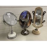 Three small dressing table mirrors