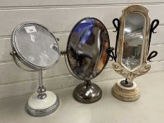 Three small dressing table mirrors