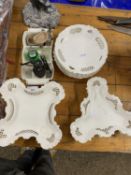 Mixed Lot: Austrian cream ware plates and bowls, a Poole Pottery dish, miniature spirit bottles