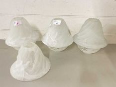 A collection of seven various frosted glass light shades